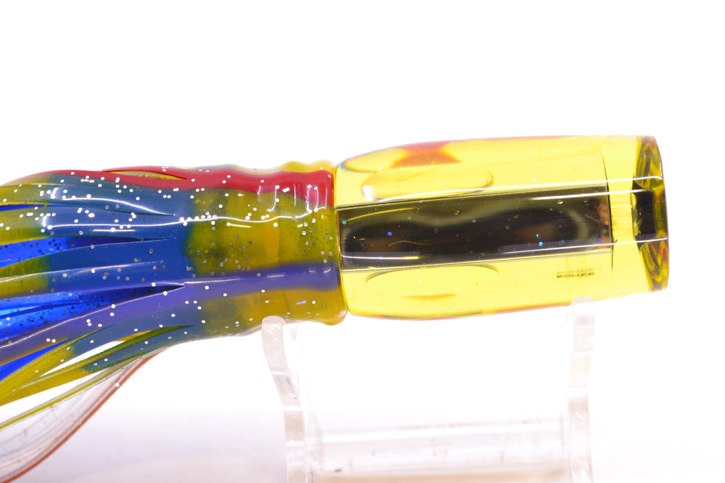 Bonze Lures Yellow Mirrored Red Eyes The Heat 9" 2oz Skirted Green & Blue Bars-Red-Clear