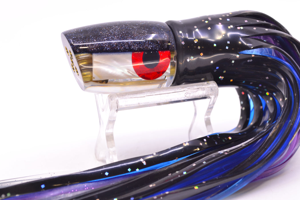 Coggin Lures White MOP Black Back Jetted Sugar Bear Slant 9" 4.7oz Skirted Black