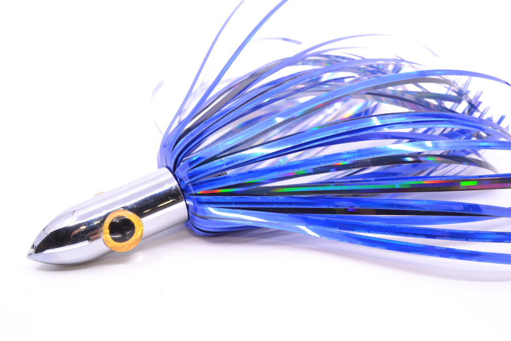 Iland Lures Blue-Black Mylar Hair Chrome Head "Hawaiian Eye" Ilander 8.5" 2.5oz IL400M-BK/BL