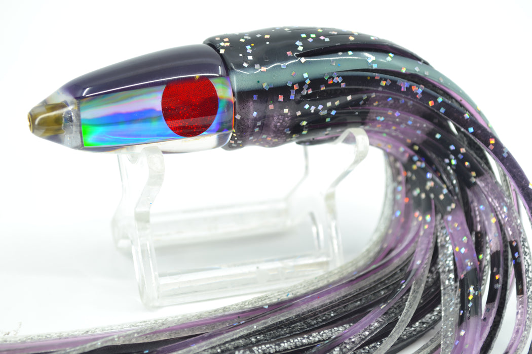 Koya Lures Rainbow Purple Back Bullet 5.5" 2.5oz Skirted Black-Purple-Silver
