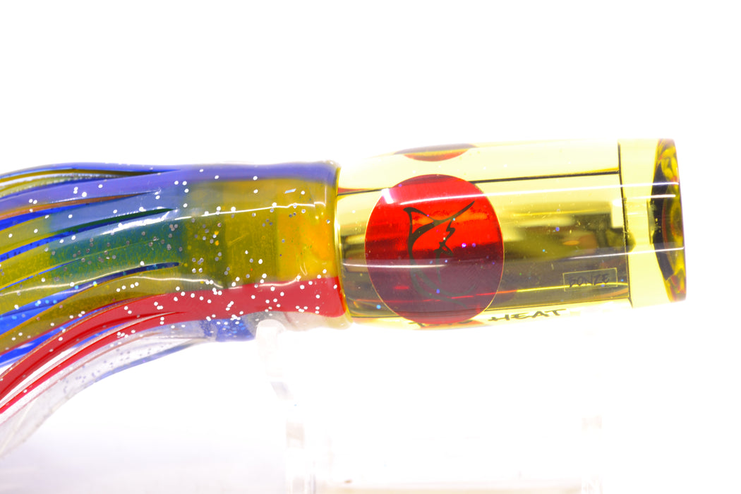 Bonze Lures Yellow Mirrored Red Eyes The Heat 9" 2oz Skirted Green & Blue Bars-Red-Clear
