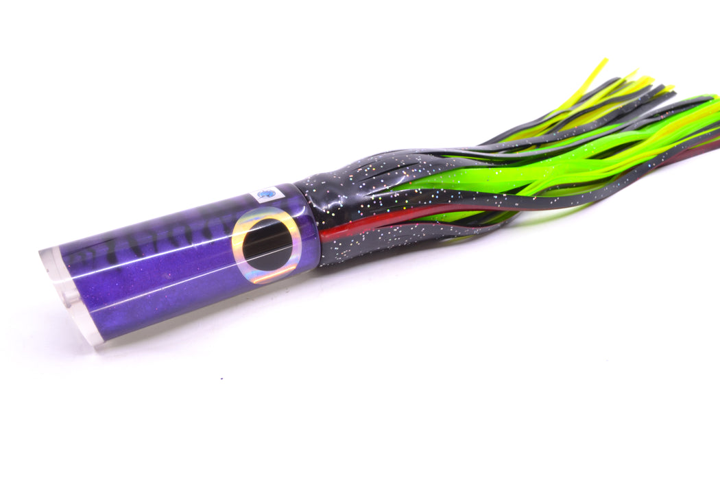 Azores Lures Purple Mackerel Black-Rainbow Eyes Marlin Reaper 12" 10.4oz Skirted Black