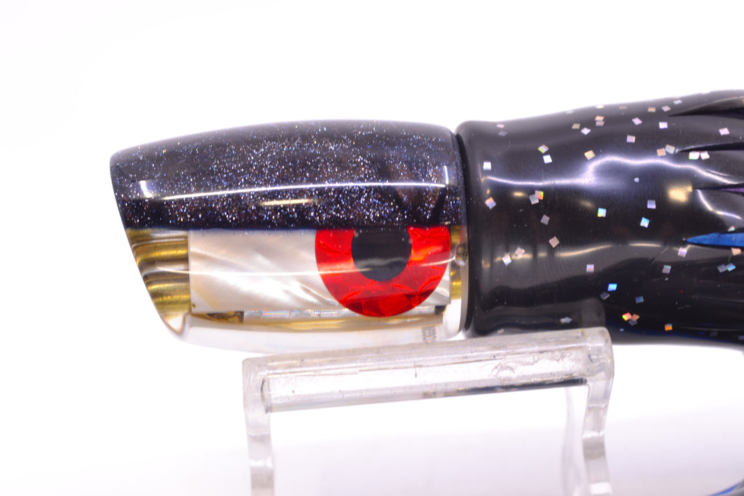 Coggin Lures White MOP Black Back Jetted Sugar Bear Slant 9" 4.7oz Skirted Black