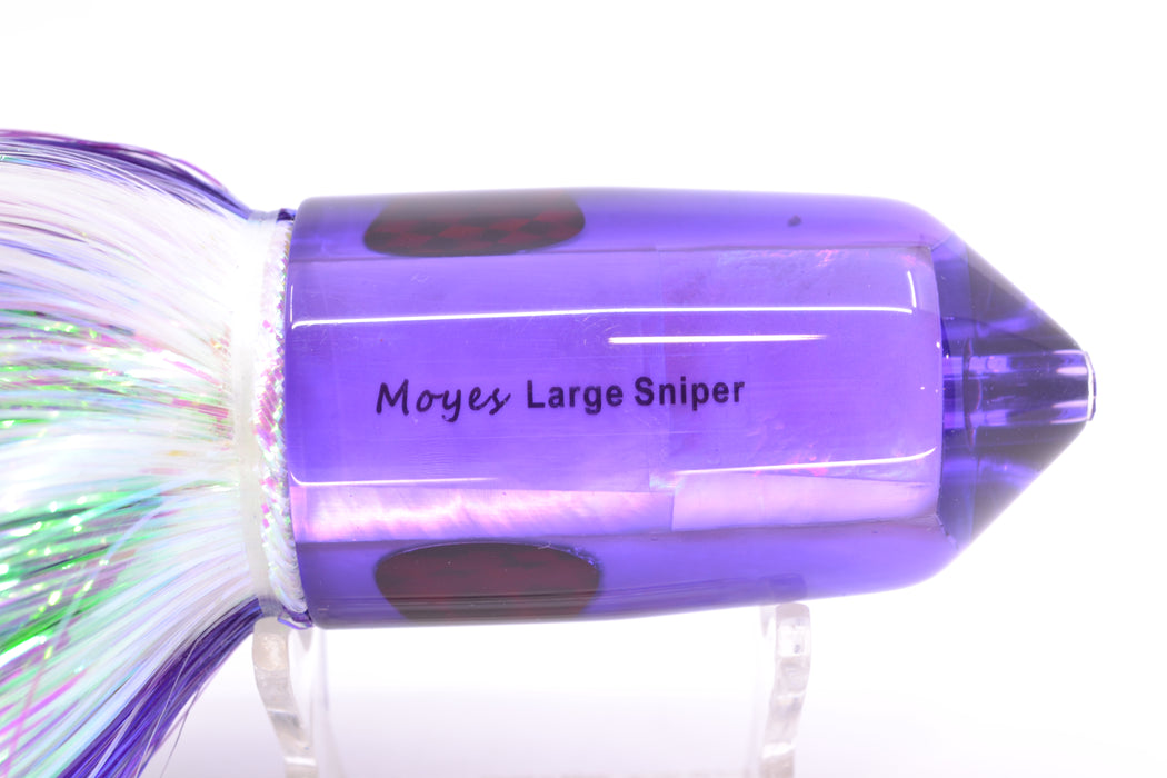 Moyes Lures Purple MOP Black Back Red Eyes 2-Hole Large Sniper Jet 12" 12oz EZ Flash