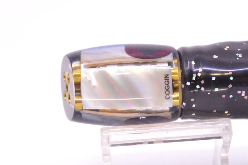 Coggin Lures White MOP Black Back Jetted Sugar Bear Slant 9" 4.7oz Skirted Black