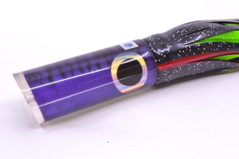 Azores Lures Purple Mackerel Black-Rainbow Eyes Marlin Reaper 12" 10.4oz Skirted Black