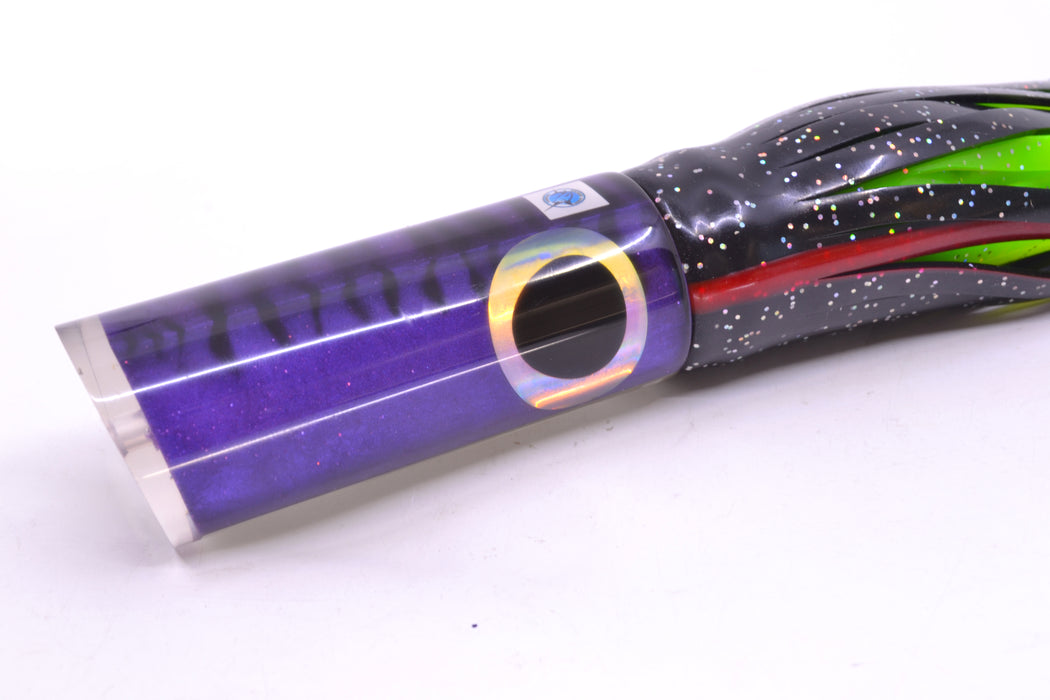 Azores Lures Purple Mackerel Black-Rainbow Eyes Marlin Reaper 12" 10.4oz Skirted Black