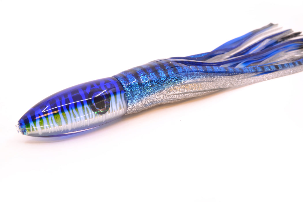 Moyes Lures Blue Mackerel Keeled Medium Ono Bullet 9" 8.7oz Skirted Blue Aurora