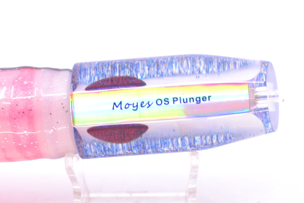 Moyes Lures White MOP Blue Glitter Back Red Eyes O.S. Plunger 12" 7oz Skirted White/Pink GZE