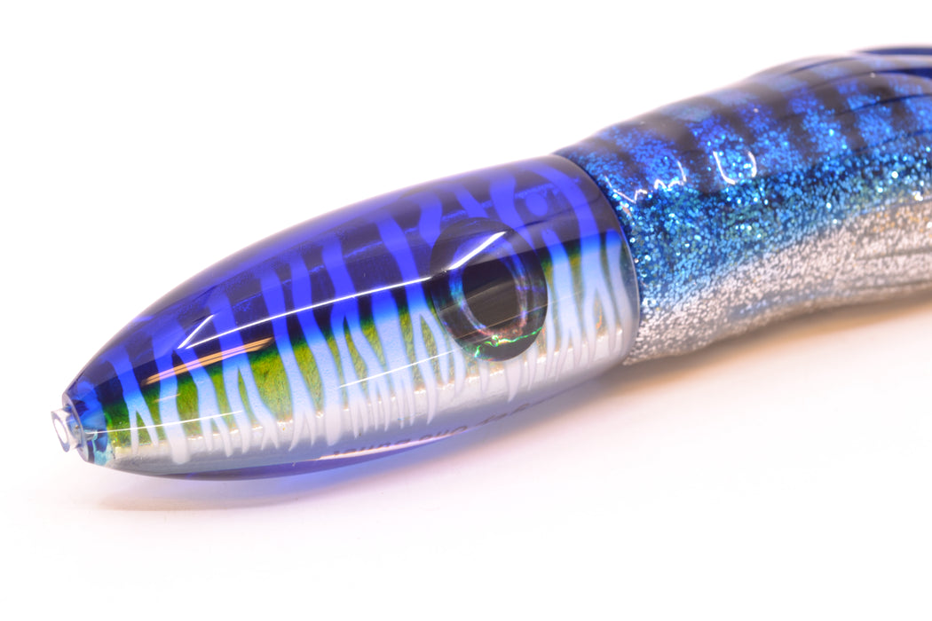 Moyes Lures Blue Mackerel Keeled Medium Ono Bullet 9" 8.7oz Skirted Blue Aurora