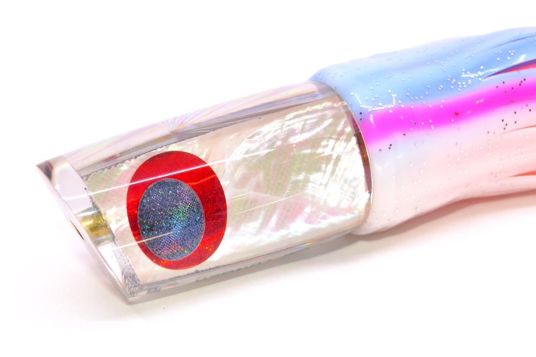 Koya Lures White Angel Wing MOP JP Small Lunger 10" 6oz Skirted Pink Salmon GZE