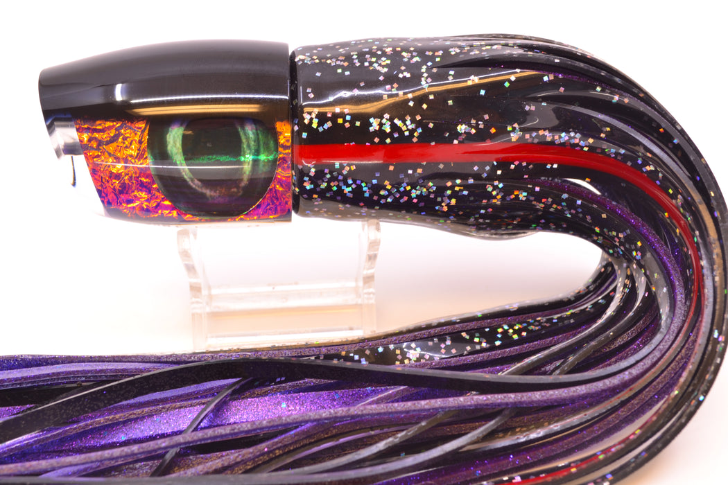 Moyes Lures Purple-Pink Dichro Black Back Taxi Eyes Large J-Boy 14" 9oz Skirted Black