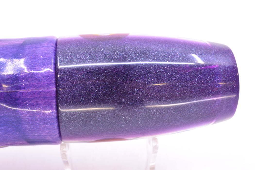 Jackpot Lures Silver Rainbow Purple Back Cameltoe 14" 10.6oz Fire Tailz Vinyl Purple Eclipse GZE