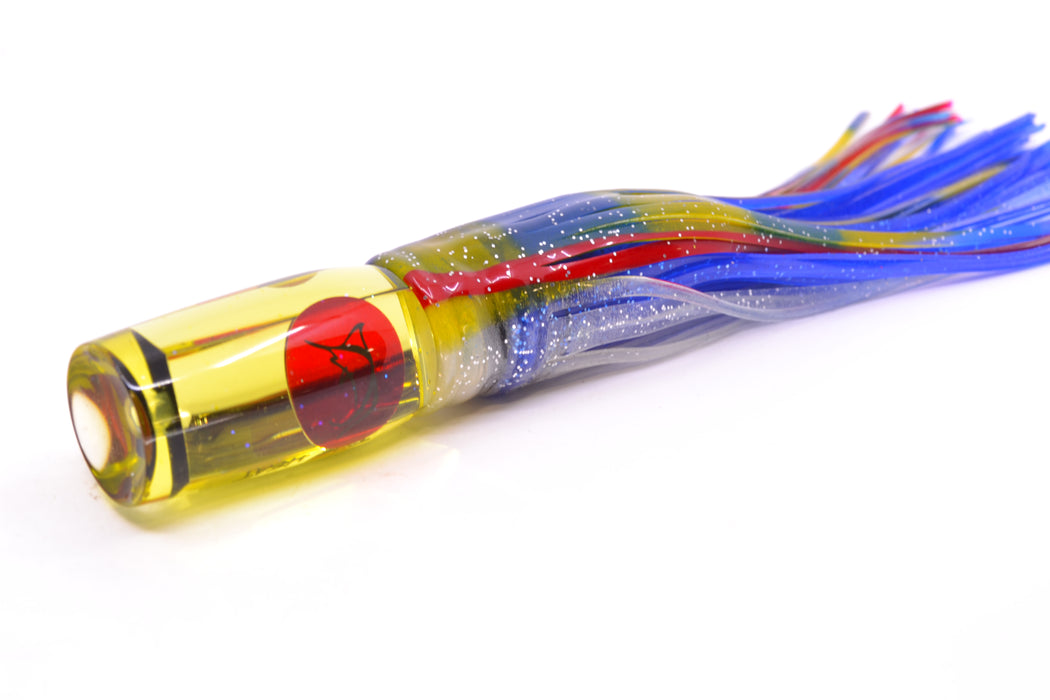 Bonze Lures Yellow Mirrored Red Eyes The Heat 9" 2oz Skirted Green & Blue Bars-Red-Clear