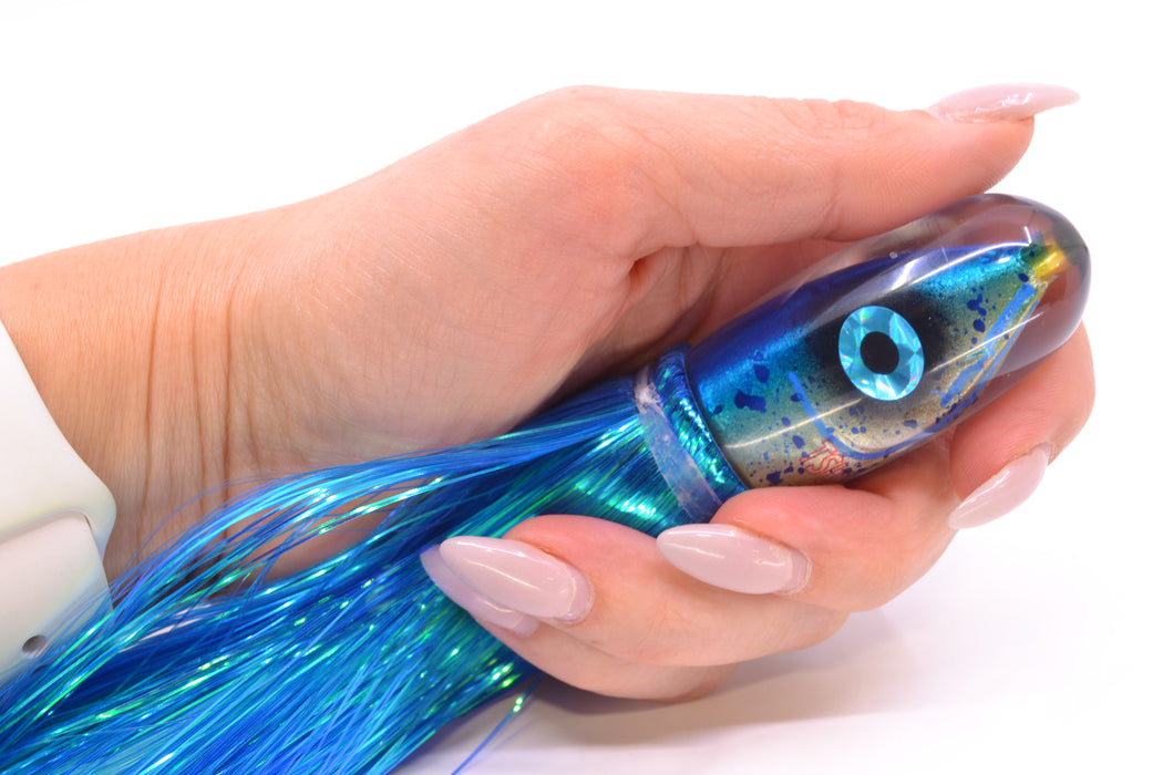 Tsutomu Lures Blue Mahi Fish Head Pau Hana Blunt Bullet 7" 4oz Strobez Royal Blue