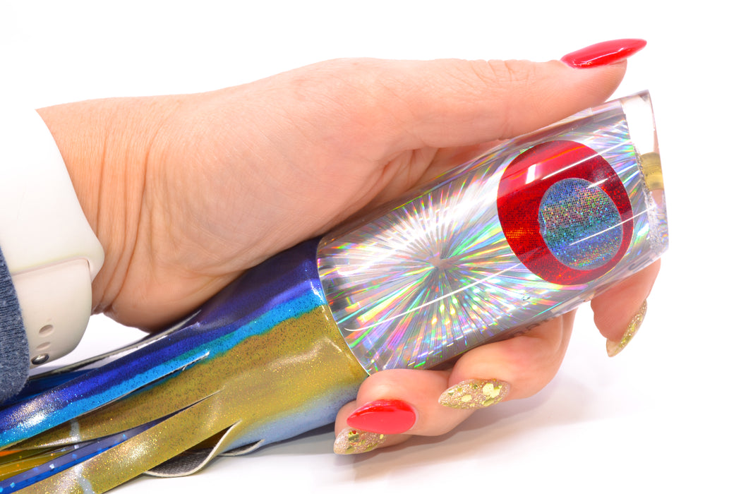 Koya Lures Silver Rainbow Starburst JP Noname 12" 7.5oz Fire Tailz Vinyl Yellowfin GZE