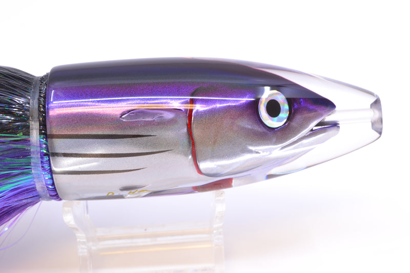 JB Signature Lures Purple Skipjack Fish Head Large Barrel Bomb 12" 9.5oz Strobez Black-Purple