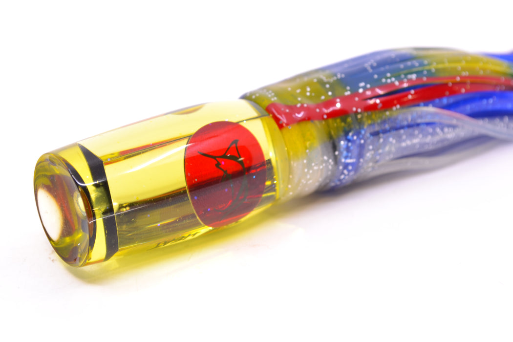 Bonze Lures Yellow Mirrored Red Eyes The Heat 9" 2oz Skirted Green & Blue Bars-Red-Clear