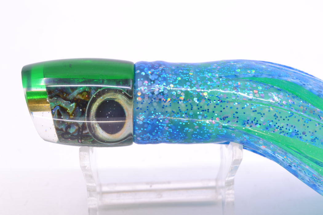 Marlin Magic Blue-Purple Abalone Green Back Tiny Ruckus 7" 3oz Skirted Blue Dots