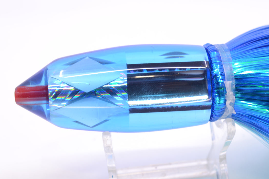 Aloha Lures Ice Blue Mirrored Rainbow Starburst Deep Six 9" 6oz Strobez Royal Blue-Ice Blue
