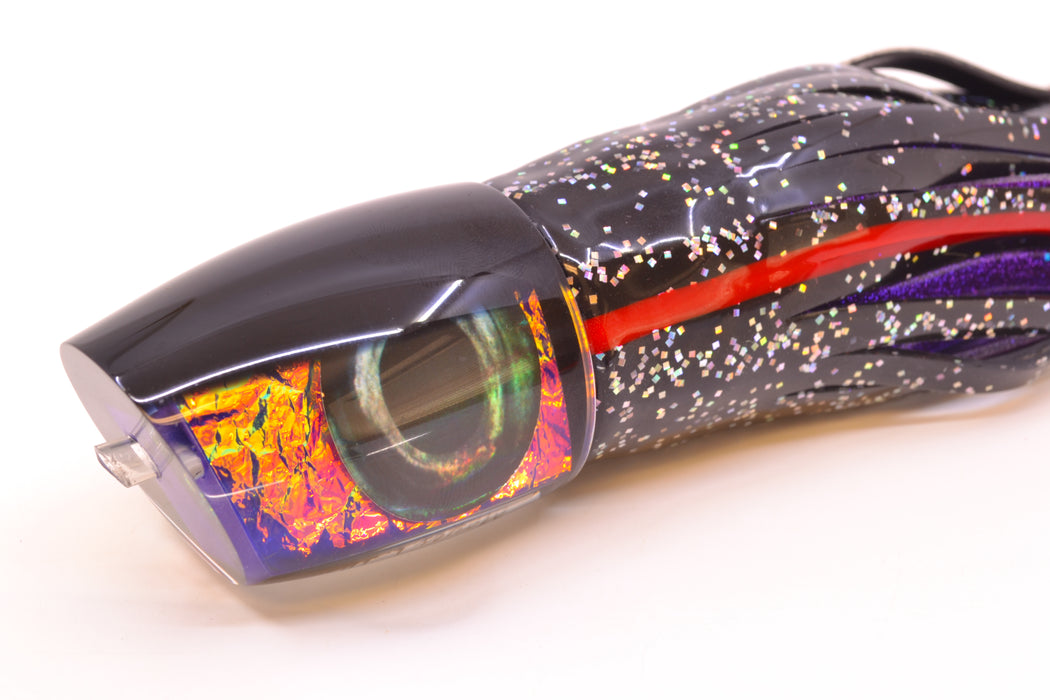 Moyes Lures Purple-Pink Dichro Black Back Taxi Eyes Large J-Boy 14" 9oz Skirted Black