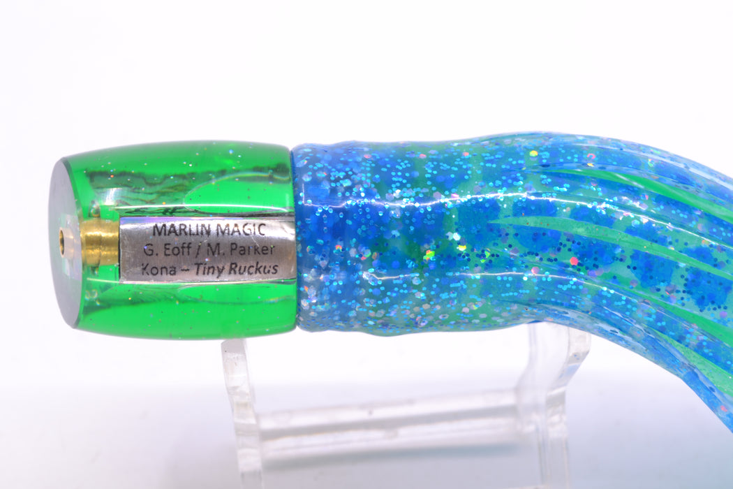 Marlin Magic Blue-Purple Abalone Green Back Tiny Ruckus 7" 3oz Skirted Blue Dots