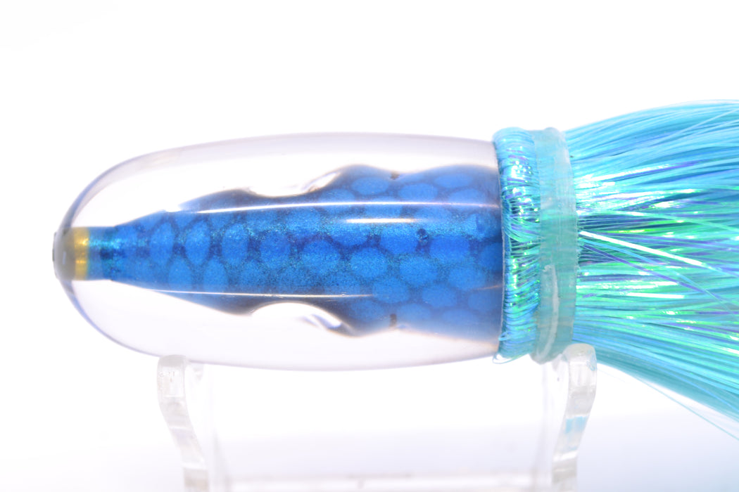 Tsutomu Lures Blue Dot Back Blue-Silver Fish Head Pau Hana Blunt Bullet 7" 4oz Strobez