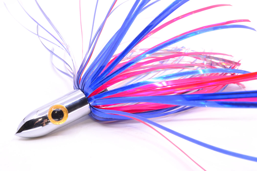 Iland Lures Blue-Pink Mylar Hair Chrome Head "Hawaiian Eye" Ilander 8.5" 2.5oz IL400M-BL/PK