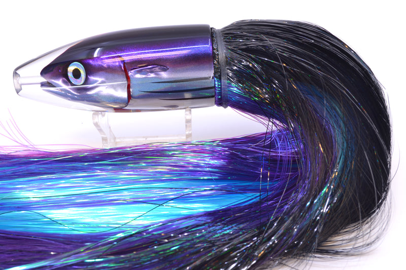 JB Signature Lures Purple Skipjack Fish Head Large Barrel Bomb 12" 9.5oz Strobez Black-Purple