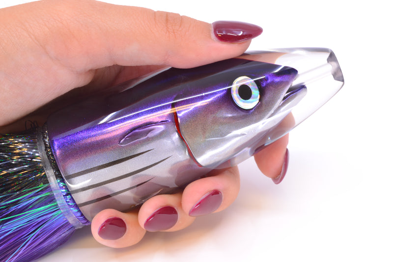 JB Signature Lures Purple Skipjack Fish Head Large Barrel Bomb 12" 9.5oz Strobez Black-Purple
