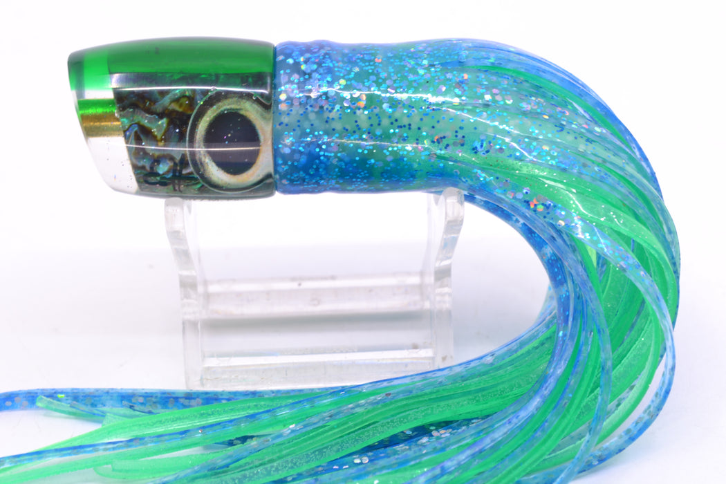 Marlin Magic Blue-Purple Abalone Green Back Tiny Ruckus 7" 3oz Skirted Blue Dots