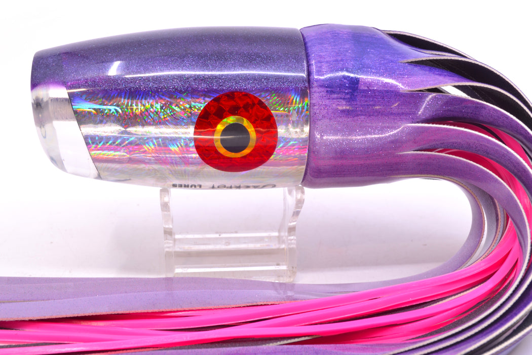 Jackpot Lures Silver Rainbow Purple Back Cameltoe 14" 10.6oz Fire Tailz Vinyl Purple Eclipse GZE