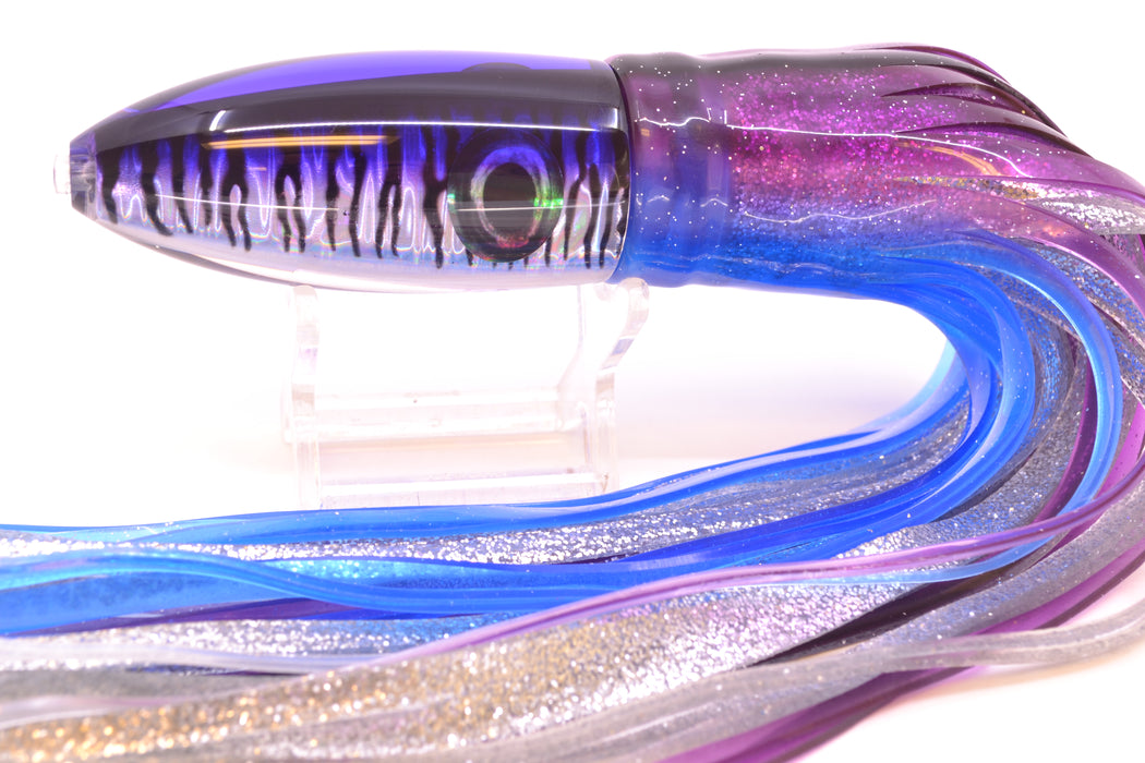 Moyes Lures Purple Mackerel Keeled Medium Ono Bullet 9" 8.7oz Skirted Purple-Blue