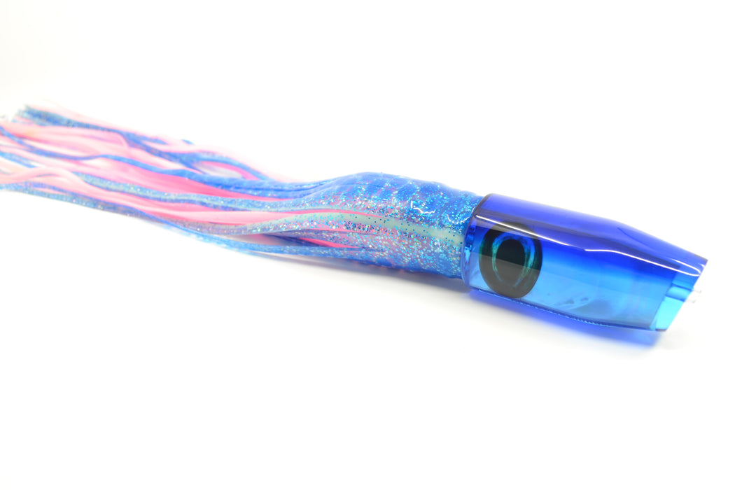 Moyes Lures Ice Blue MOP Blue Back O.S. Plunger 12" 7oz Skirted Blue Dots-Pink