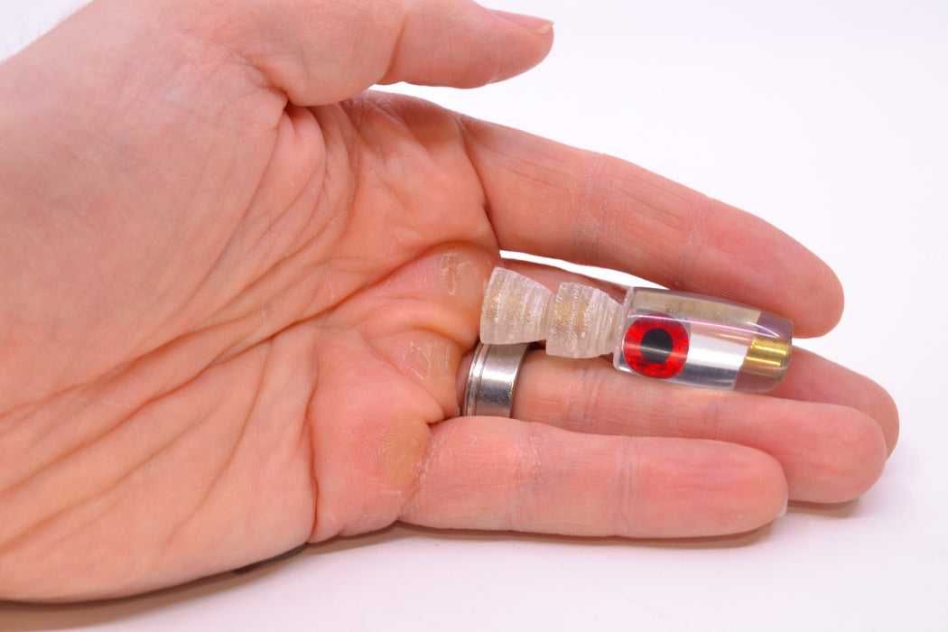 Coggin Lures Clear Mirrored Black-Red Eyes Tado Lo'ihi Peanut Scoop 4.5" 0.3oz