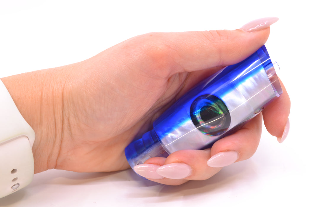 Moyes Lures White MOP Blue Back Taxi Eyes Small Dark-N-Stormy 9" 2.6oz