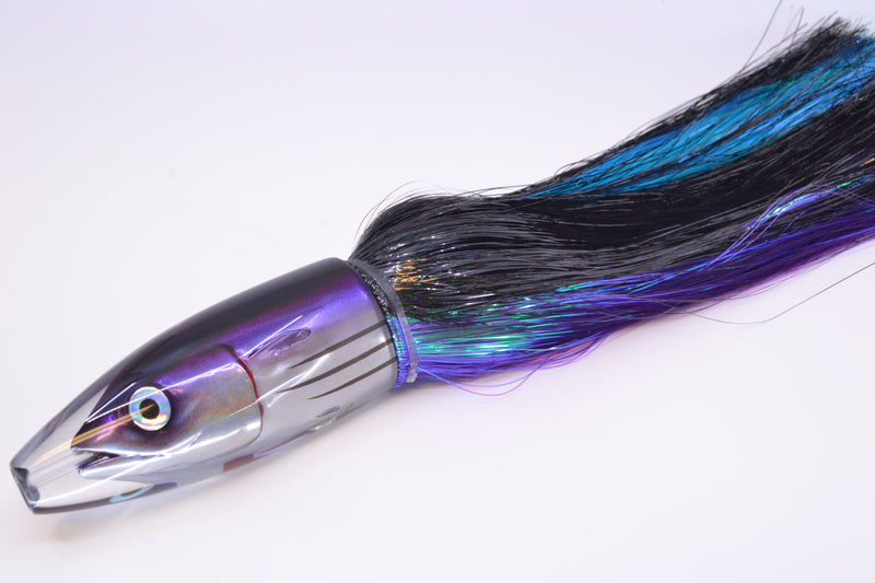 JB Signature Lures Purple Skipjack Fish Head Large Barrel Bomb 12" 9.5oz Strobez Black-Purple