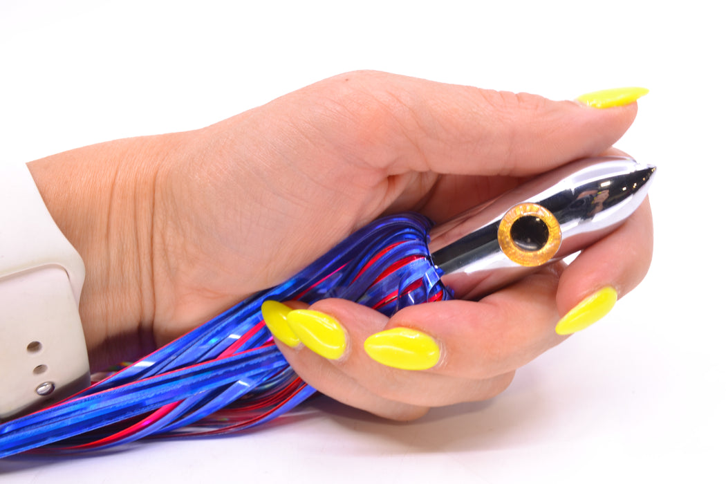 Iland Lures Blue-Pink Mylar Hair Chrome Head "Hawaiian Eye" Ilander 8.5" 2.5oz IL400M-BL/PK