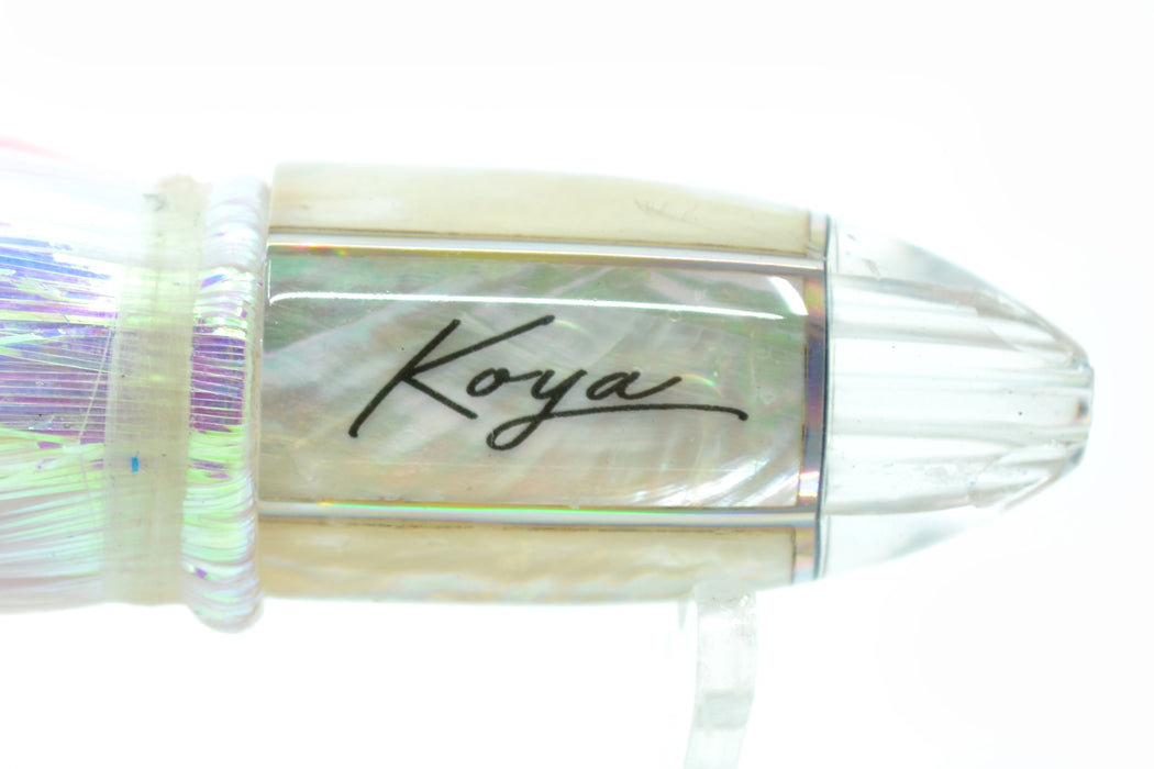 Koya Lures White MOP 4-Hole Bullet 6" 3oz Flashabou Pinky