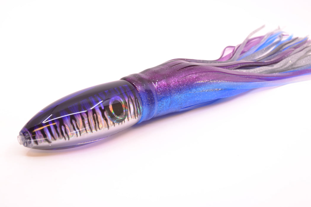 Moyes Lures Purple Mackerel Keeled Medium Ono Bullet 9" 8.7oz Skirted Purple-Blue