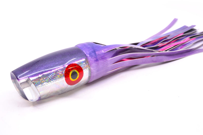 Jackpot Lures Silver Rainbow Purple Back Cameltoe 14" 10.6oz Fire Tailz Vinyl Purple Eclipse