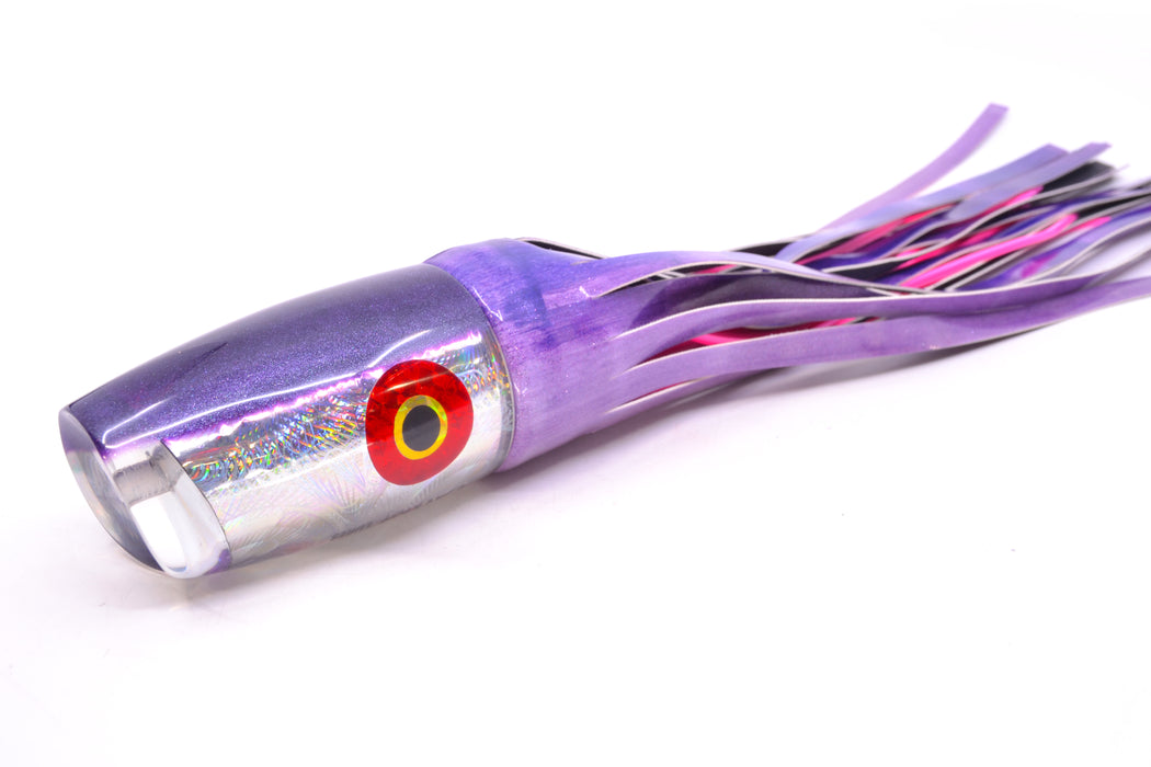 Jackpot Lures Silver Rainbow Purple Back Cameltoe 14" 10.6oz Fire Tailz Vinyl Purple Eclipse GZE