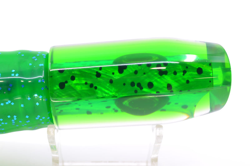 Moyes Lures Mahi MOP Green Back Taxi Eyes Davey Boy 12" 8oz Skirted Mahi