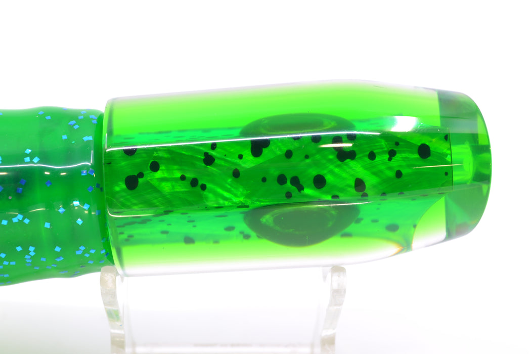 Moyes Lures Mahi MOP Green Back Taxi Eyes Davey Boy 12" 8oz Skirted Mahi