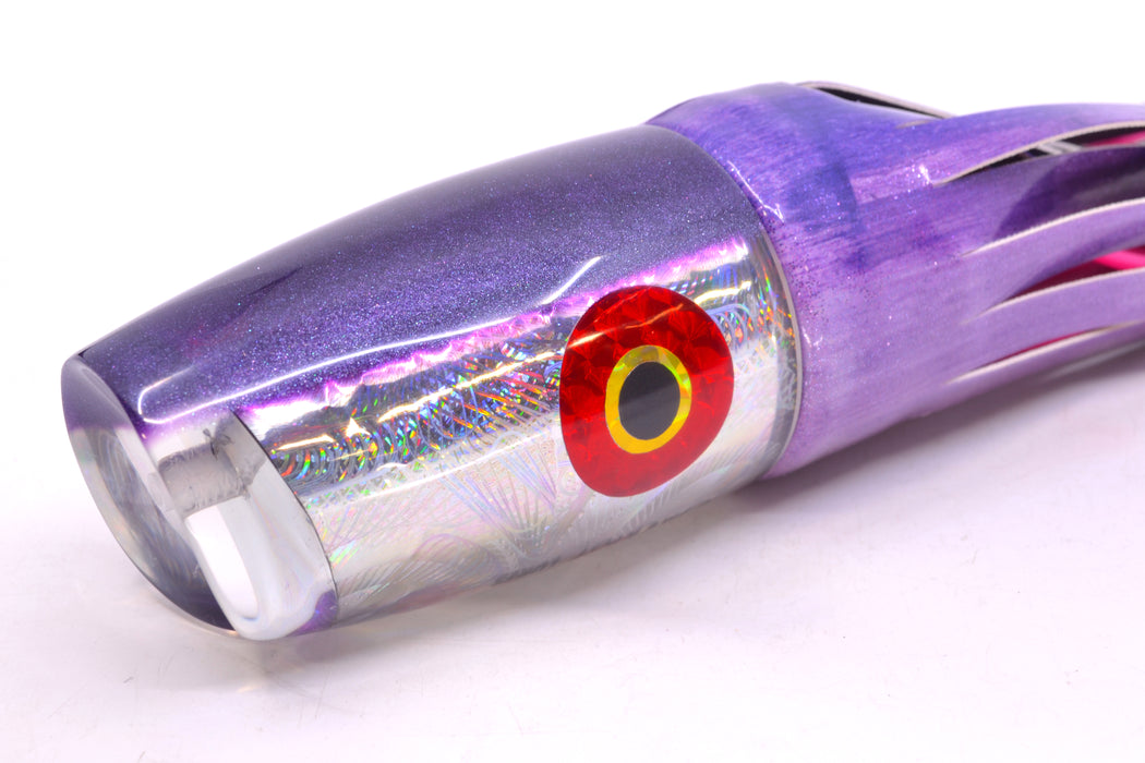 Jackpot Lures Silver Rainbow Purple Back Cameltoe 14" 10.6oz Fire Tailz Vinyl Purple Eclipse GZE