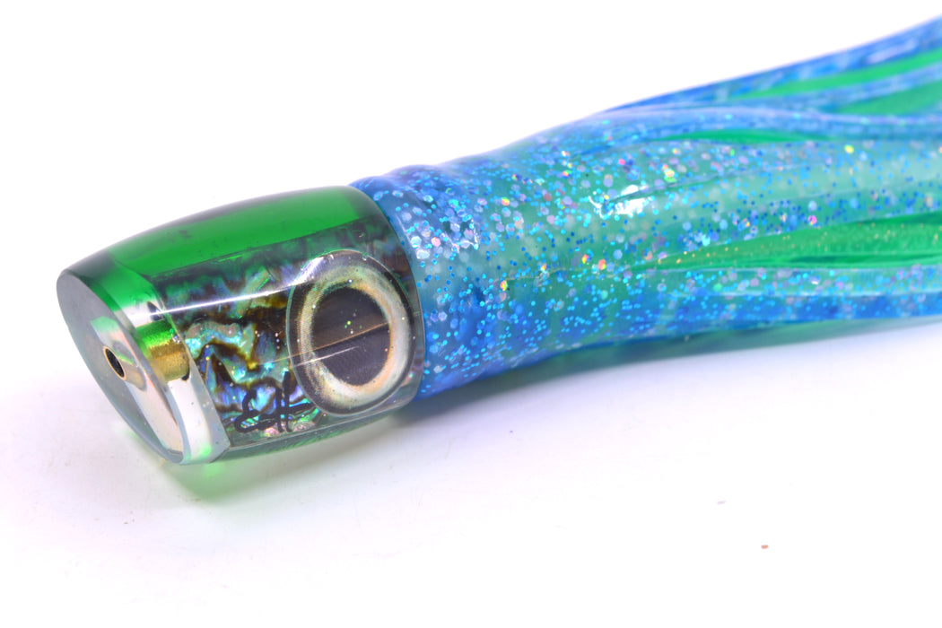 Marlin Magic Blue-Purple Abalone Green Back Tiny Ruckus 7" 3oz Skirted Blue Dots