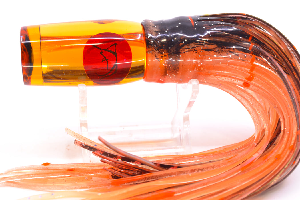 Bonze Lures Amber Mirrored Red Eyes The Heat 9" 2oz Skirted Root Beer-Petrolero