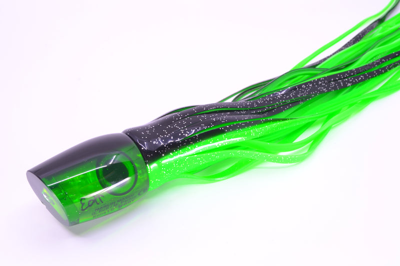 Marlin Magic Lures Green MOP Black Back Lil Hibby 10" 7.2oz Skirted Black-Green *CHIPPED* GZE