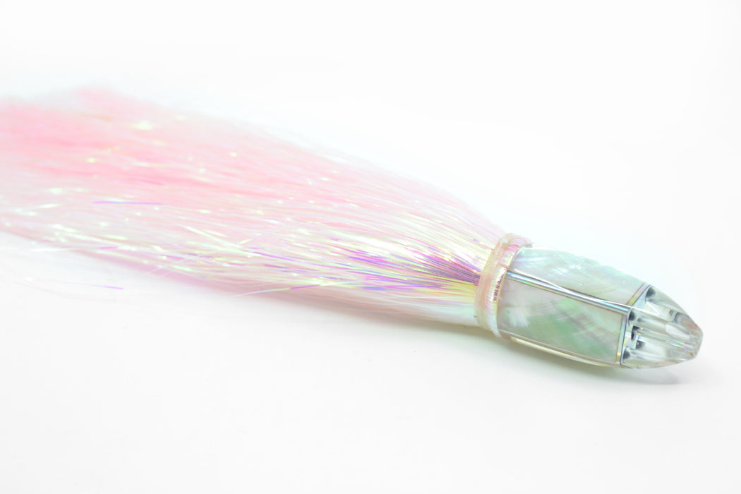 Koya Lures White MOP 4-Hole Bullet 6" 3oz Flashabou Pinky