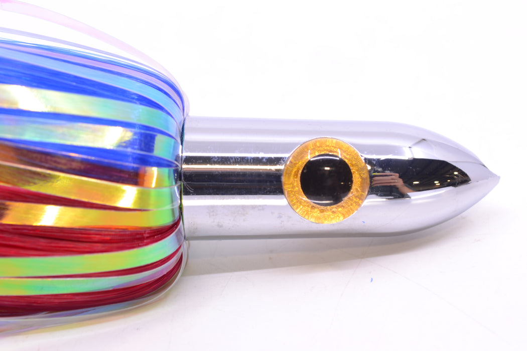 Iland Lures Blue-Red Flash Hair Chrome Head Heavy "Hawaiian Eye" Ilander 8.5" 4oz IL400HF-BL/RD